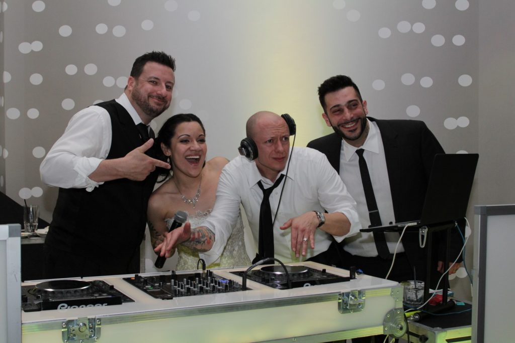 bride and groom djing