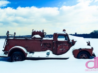 old truck in snow